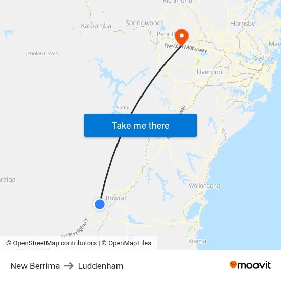 New Berrima to Luddenham map