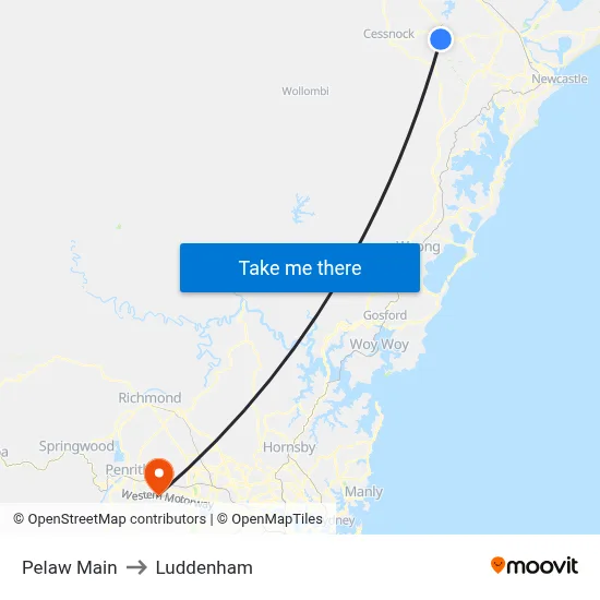 Pelaw Main to Luddenham map
