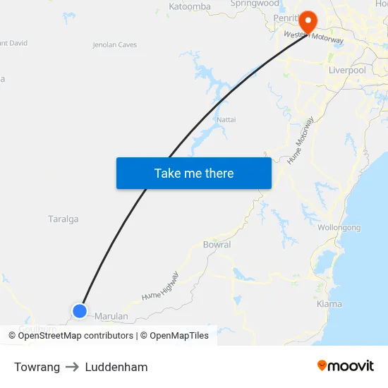 Towrang to Luddenham map