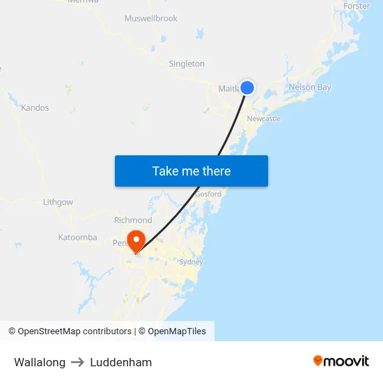 Wallalong to Luddenham map