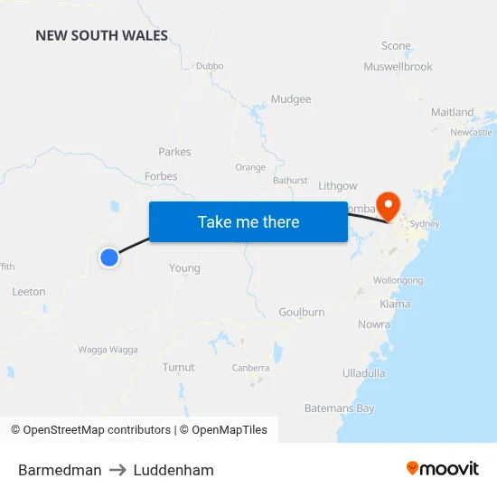 Barmedman to Luddenham map