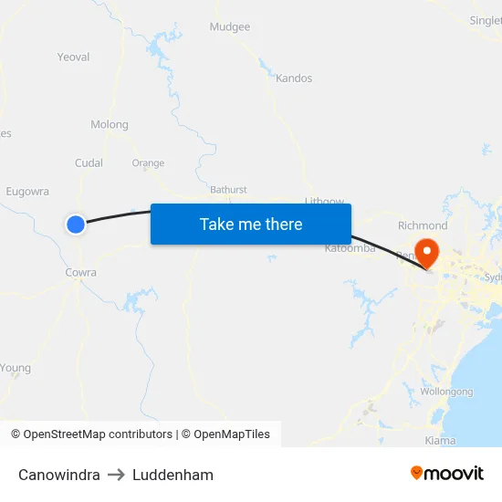 Canowindra to Luddenham map
