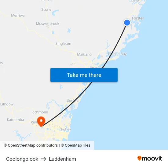 Coolongolook to Luddenham map