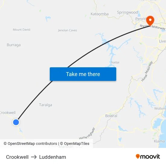Crookwell to Luddenham map