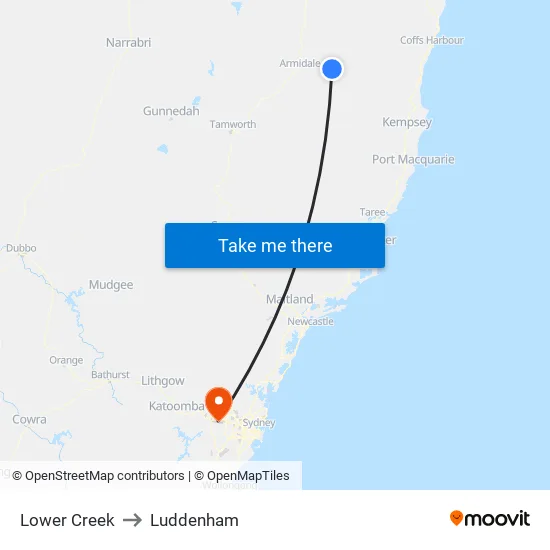 Lower Creek to Luddenham map