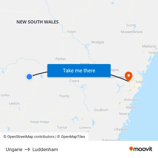 Ungarie to Luddenham map
