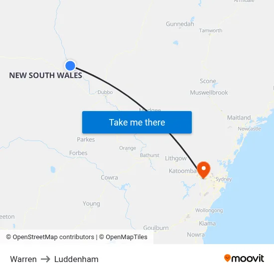Warren to Luddenham map