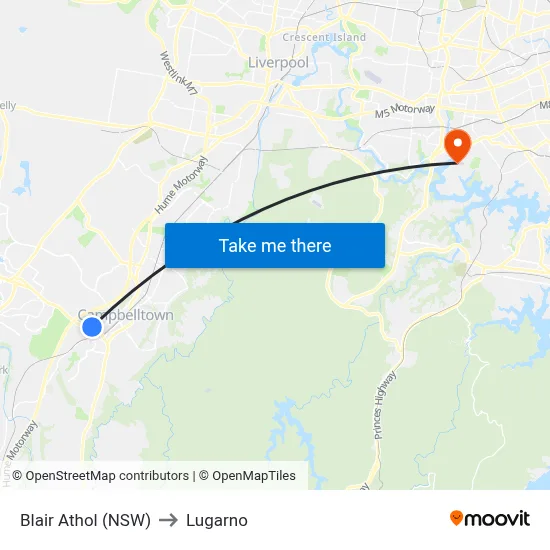 Blair Athol (NSW) to Lugarno map
