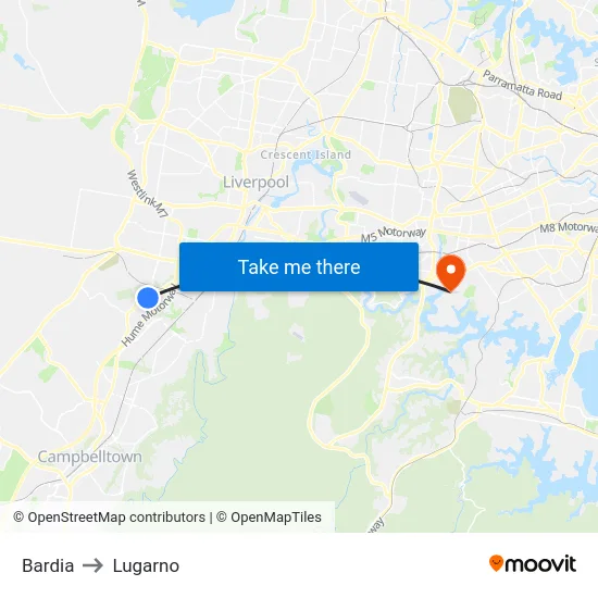 Bardia to Lugarno map