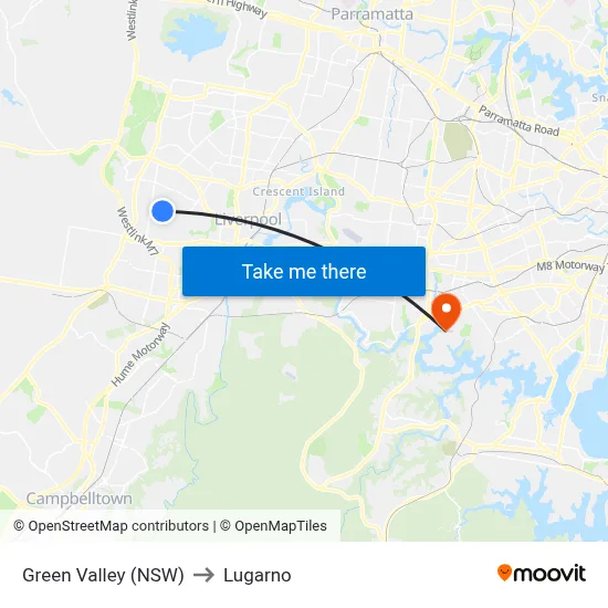 Green Valley (NSW) to Lugarno map