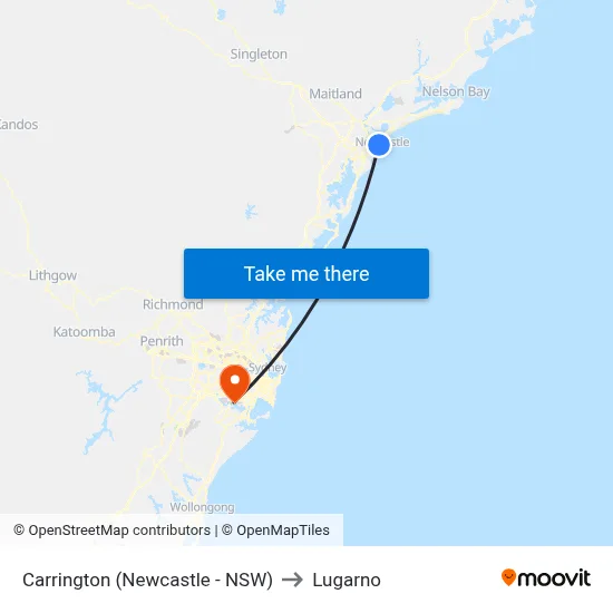 Carrington (Newcastle - NSW) to Lugarno map