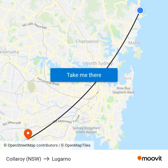 Collaroy (NSW) to Lugarno map