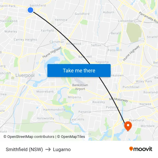 Smithfield (NSW) to Lugarno map
