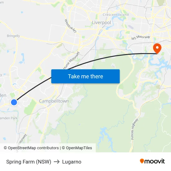 Spring Farm (NSW) to Lugarno map