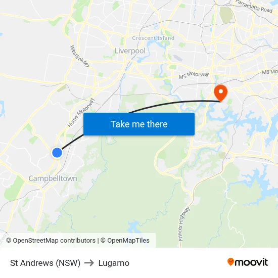 St Andrews (NSW) to Lugarno map