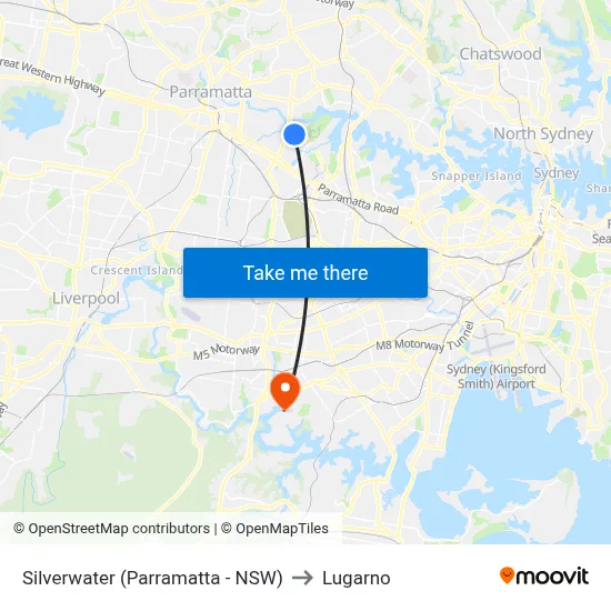 Silverwater (Parramatta - NSW) to Lugarno map