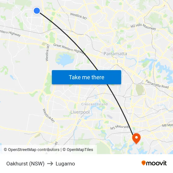 Oakhurst (NSW) to Lugarno map