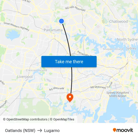 Oatlands (NSW) to Lugarno map