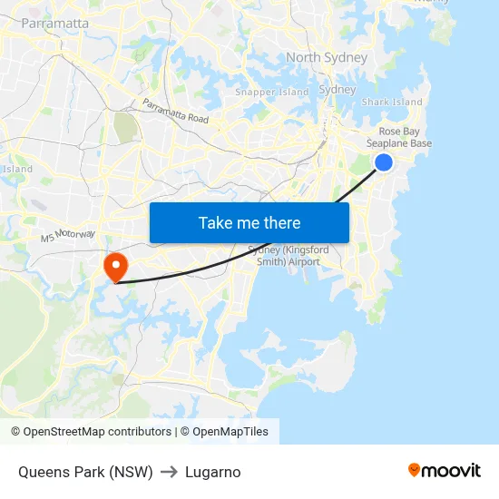 Queens Park (NSW) to Lugarno map