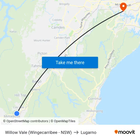 Willow Vale (Wingecarribee - NSW) to Lugarno map