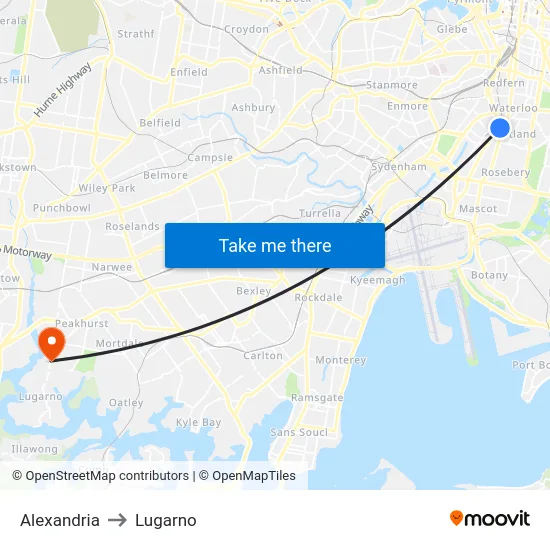 Alexandria to Lugarno map