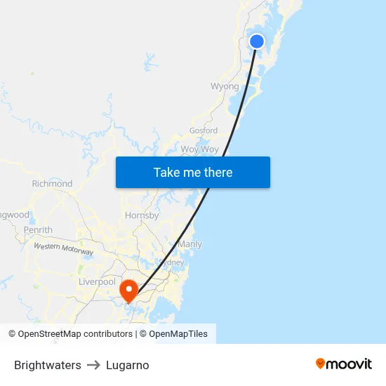 Brightwaters to Lugarno map