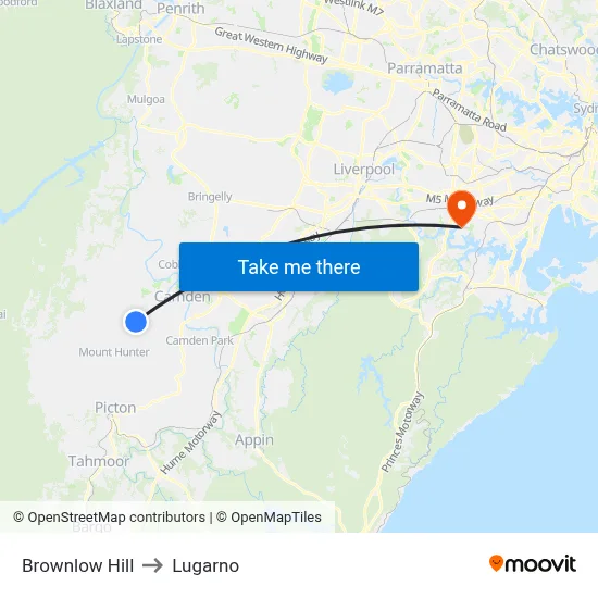 Brownlow Hill to Lugarno map