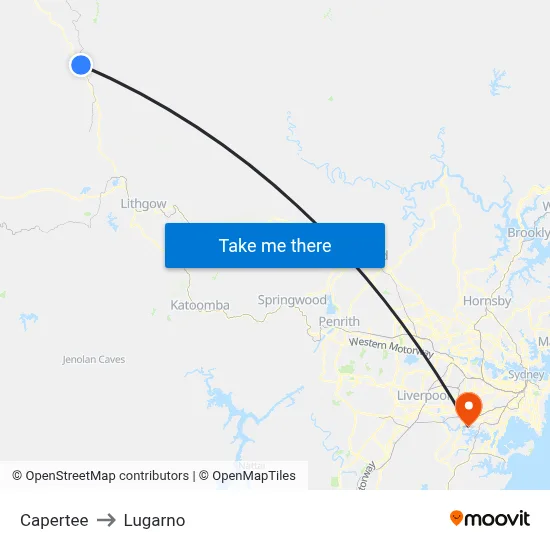 Capertee to Lugarno map