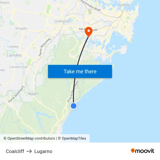 Coalcliff to Lugarno map