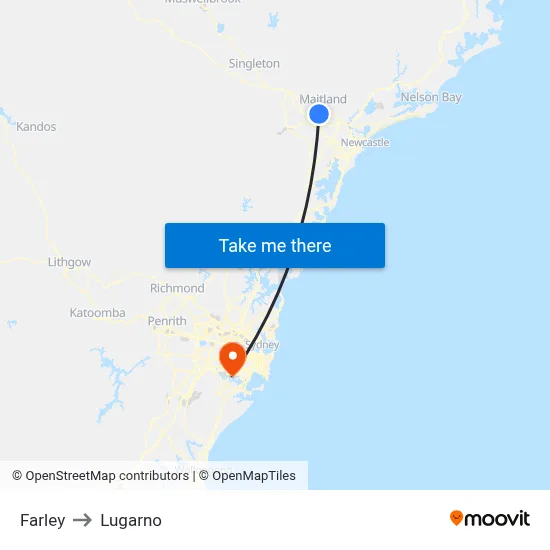 Farley to Lugarno map