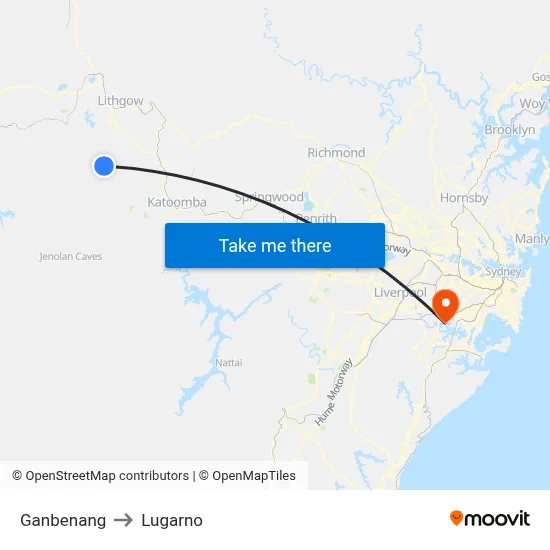 Ganbenang to Lugarno map