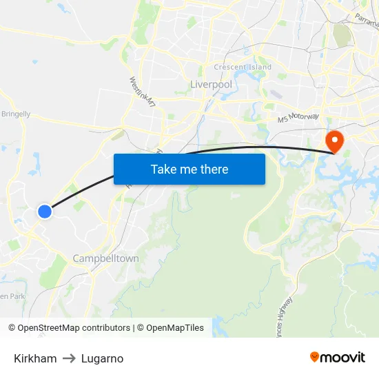 Kirkham to Lugarno map