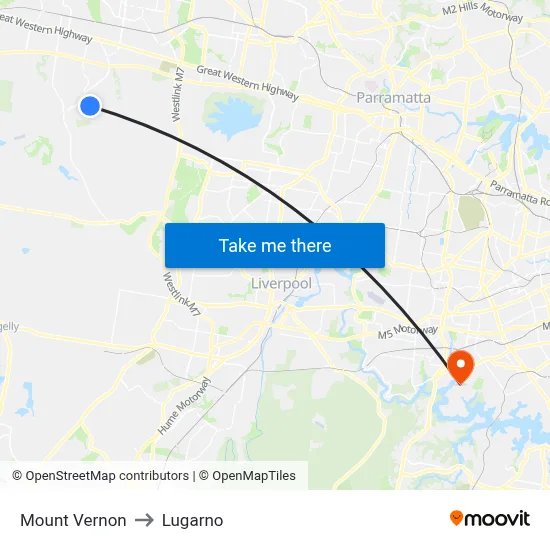 Mount Vernon to Lugarno map