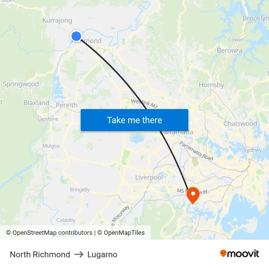 North Richmond to Lugarno map