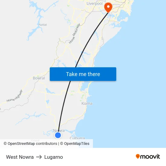 West Nowra to Lugarno map