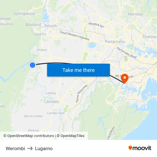 Werombi to Lugarno map