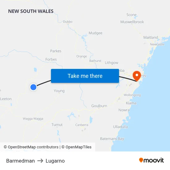 Barmedman to Lugarno map