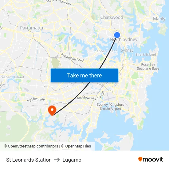St Leonards Station to Lugarno map