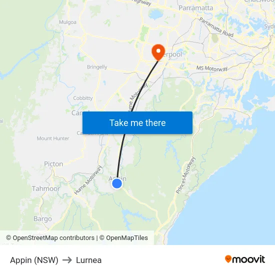 Appin (NSW) to Lurnea map