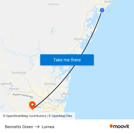 Bennetts Green to Lurnea map