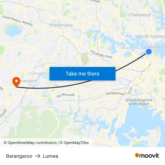Barangaroo to Lurnea map