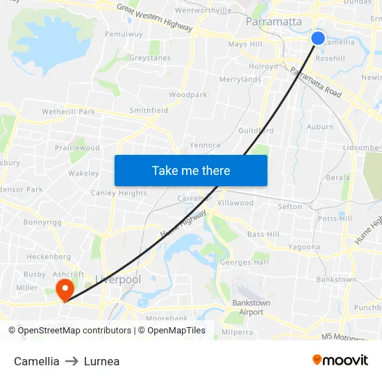 Camellia to Lurnea map