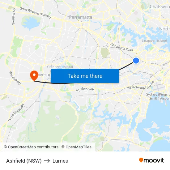 Ashfield (NSW) to Lurnea map