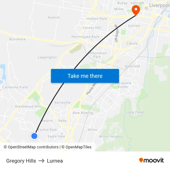 Gregory Hills to Lurnea map