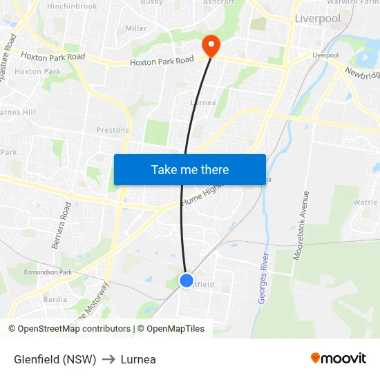 Glenfield (NSW) to Lurnea map