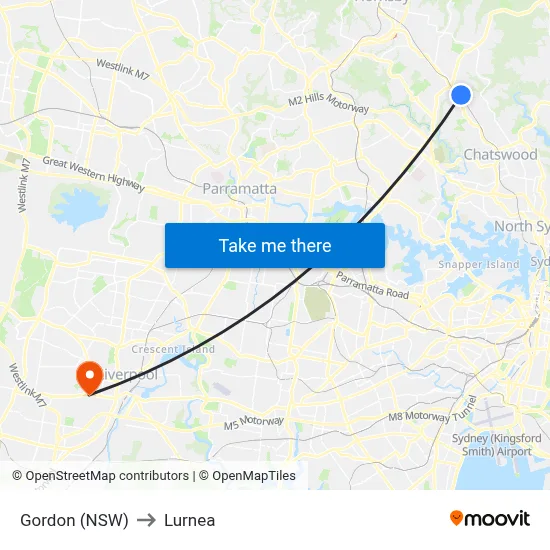 Gordon (NSW) to Lurnea map