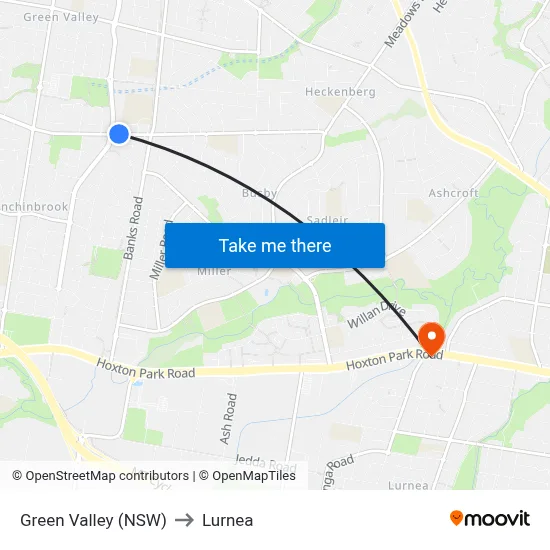 Green Valley (NSW) to Lurnea map