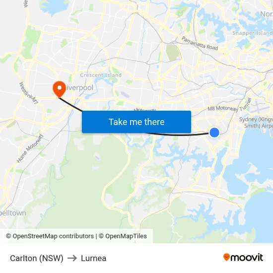 Carlton (NSW) to Lurnea map