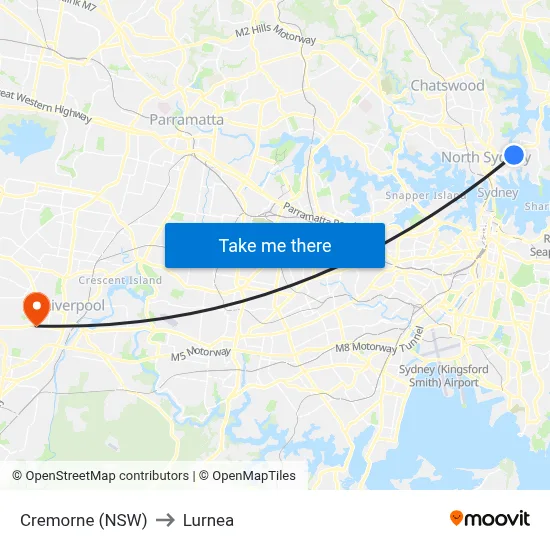 Cremorne (NSW) to Lurnea map