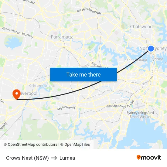 Crows Nest (NSW) to Lurnea map